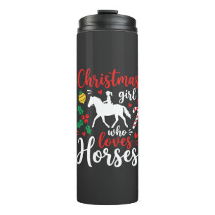 Bouteilles Isothermes Fille de Noël qui aime les chevaux