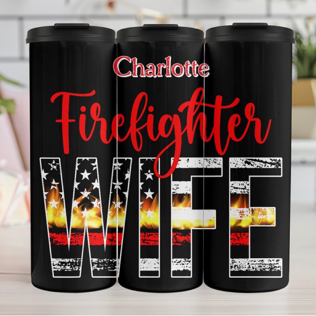 Bouteilles Isothermes Firefighter Wife Flames Thin Line (Créateur téléchargé)