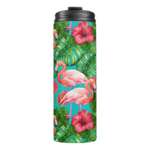 Bouteilles Isothermes Flamant rose et aquarelle du jardin tropical