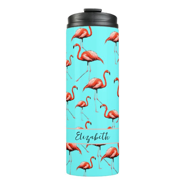 Bouteilles Isothermes Flamant rose rose Conception Nom personnalisé Anim (Devant)