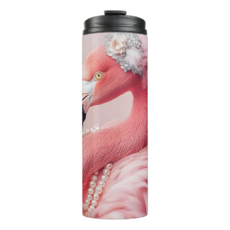 Bouteilles Isothermes Flamant rose rose élégant avec perles et plumes