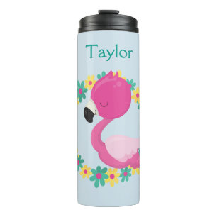 Bouteilles Isothermes Flamant rose rose rose Fleurs roses et bleues