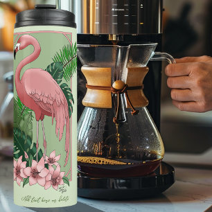 Bouteilles Isothermes Flamant rose rose Vert Feuilles Lily