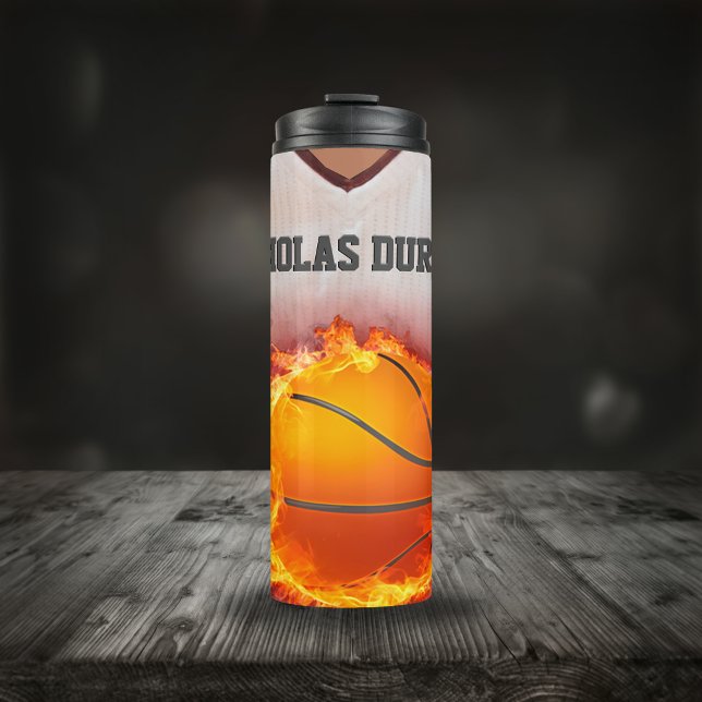 Bouteilles Isothermes Flaming Basketball Jersey Nom personnalisable (Créateur téléchargé)