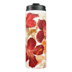 Bouteilles Isothermes Fleur de ketmie - peinture 2 d'aquarelle