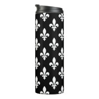 Fleur de Lis Motif, Royal French, Blanc sur Noir
