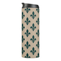 Fleur de Lis Motif, Royal French Green on Cream
