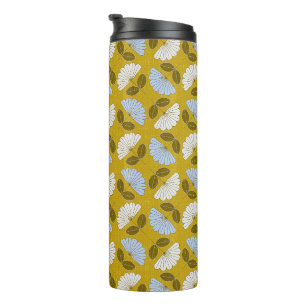 Bouteilles Isothermes Fleur de printemps - jaune, bleu et blanc