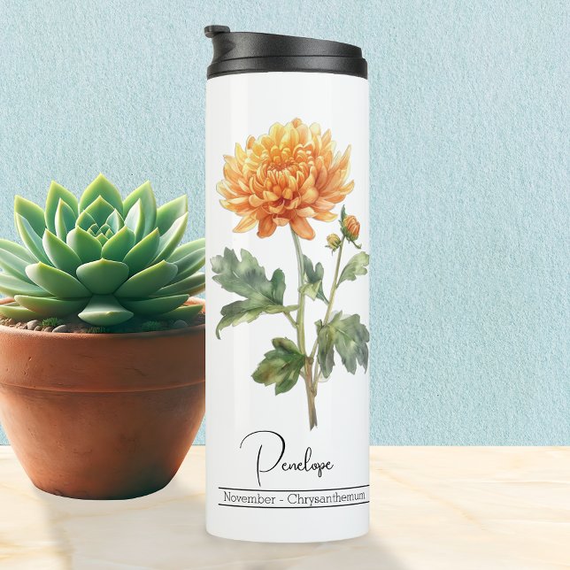 Bouteilles Isothermes Fleur du mois de naissance novembre Chrysanthème (Créateur téléchargé)