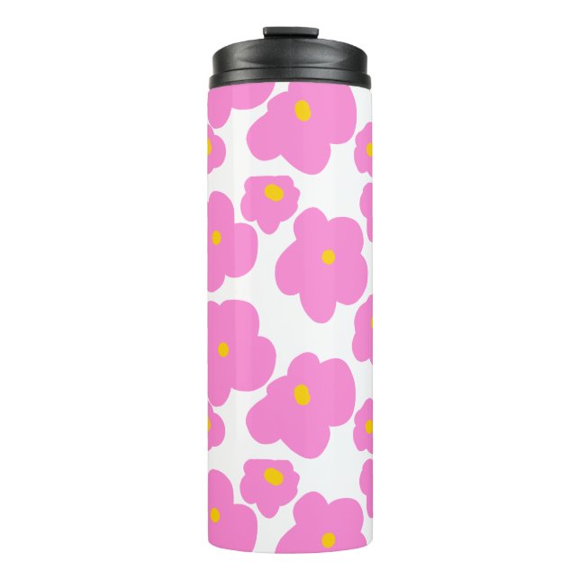 Bouteilles Isothermes Fleur marguerite rose jaune moderne motif élégant (Devant)