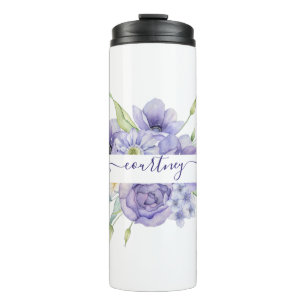 Bouteilles Isothermes Fleur personnalisée aquarelle violette