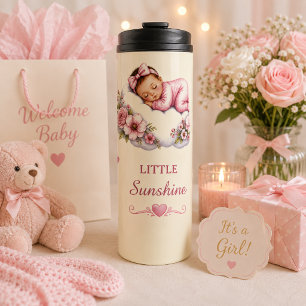 Bouteilles Isothermes Fleur rose paisible aquarelle Petit Soleil