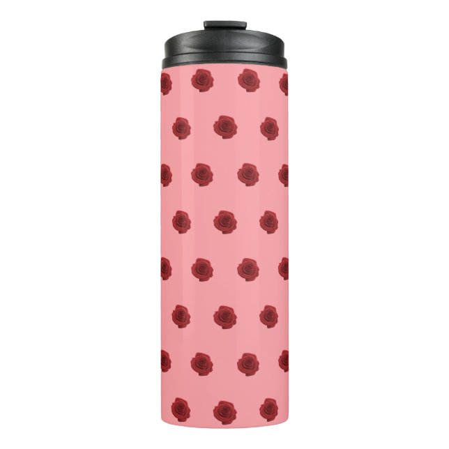 Bouteilles Isothermes Fleur rouge rose Motif sans couture sur (Devant)