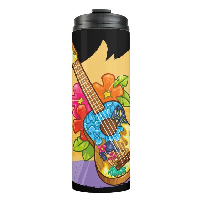 Bouteilles Isothermes Fleur Ukulele Hawaii cadeau tropical (Devant)