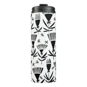 Bouteilles Isothermes Fleurs Abstraites en noir blanc : Motif élégant