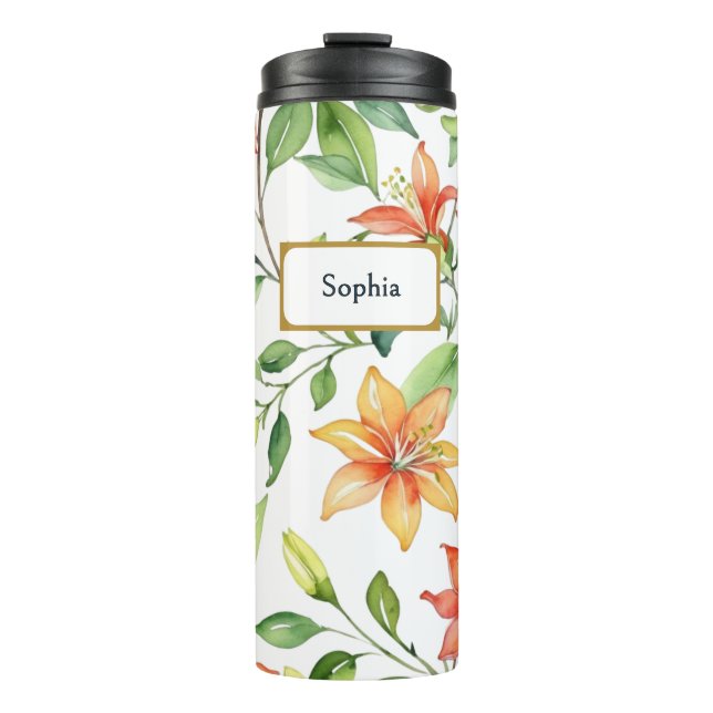 Bouteilles Isothermes Fleurs aquarelles Élégantes Plutôt Personnalisées (Devant)