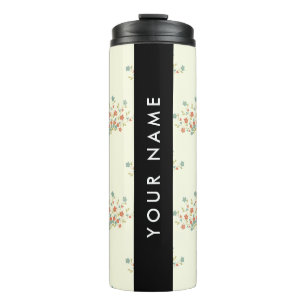 Bouteilles Isothermes Fleurs bleues et rouges, noires, votre nom