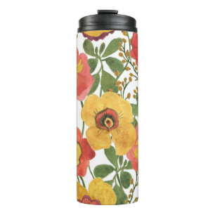 Bouteilles Isothermes Fleurs colorées : motif d'aquarelle d'été.