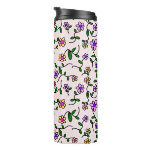 Bouteilles Isothermes Fleurs colorées, Motif Floral, Verdure, Boho