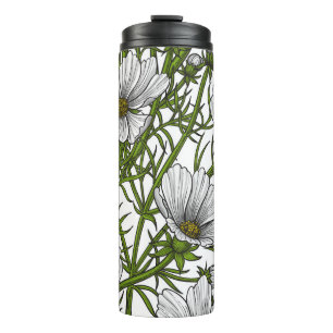 Bouteilles Isothermes Fleurs cosmos blanches