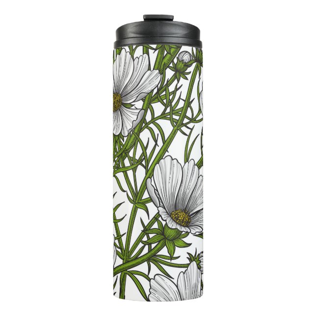 Bouteilles Isothermes Fleurs cosmos blanches (Devant)