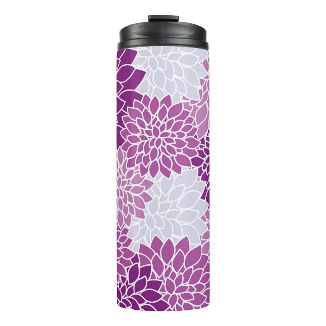 Bouteilles Isothermes Fleurs Dahlia, Motif De Fleurs, Dahlia Violet (Devant)