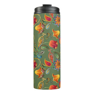 Bouteilles Isothermes Fleurs d'aquarelle Paisley, motif indien sans soud