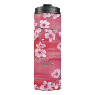 Bouteilles Isothermes Fleurs de cerisiers, sans soudure, motif aquarelle