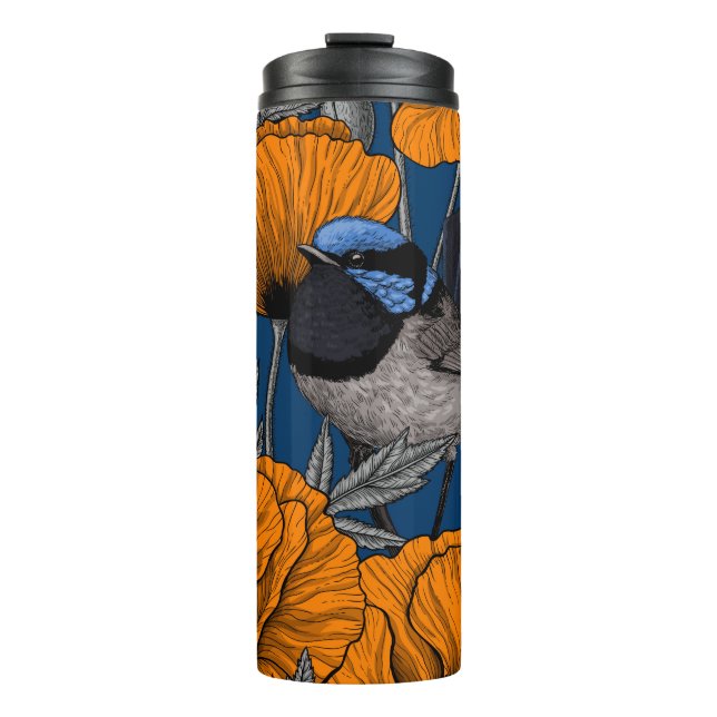 Bouteilles Isothermes Fleurs de fleurs et fleurs de pavot orange (Devant)