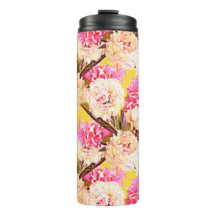 Bouteilles Isothermes Fleurs de jacinthe et de pivoine, motif sans soudu