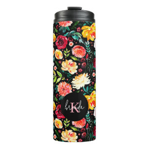 Bouteilles Isothermes Fleurs de jardin anglais coloré monogrammes motif