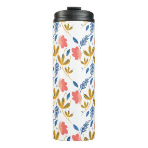 Bouteilles Isothermes Fleurs de jardin d'été Corail bleu rose verdure 