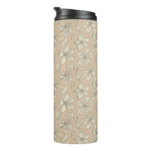 Bouteilles Isothermes Fleurs de Jeu sur beige clair - motif sans couture