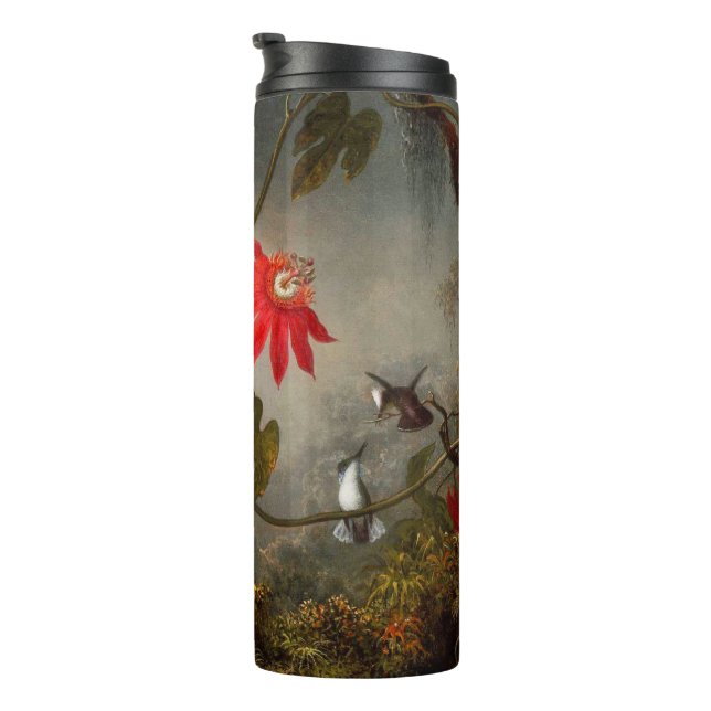 Bouteilles Isothermes Fleurs de passion avec tête de colibris (Tourné sur la droite)