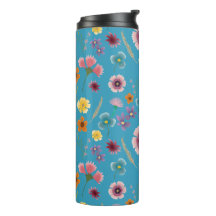 Fleurs de prairie en bleu Tumbler Thermique