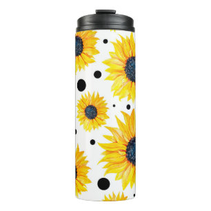 Bouteilles Isothermes Fleurs de soleil jaunes Motif Arrière - plan blanc