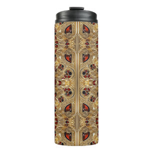 Bouteilles Isothermes Fleurs d'or Rouges Gemstone Thermal Tumbler