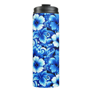 Bouteilles Isothermes Fleurs hawaïennes tropicales Hibiscus Cobalt Bleu