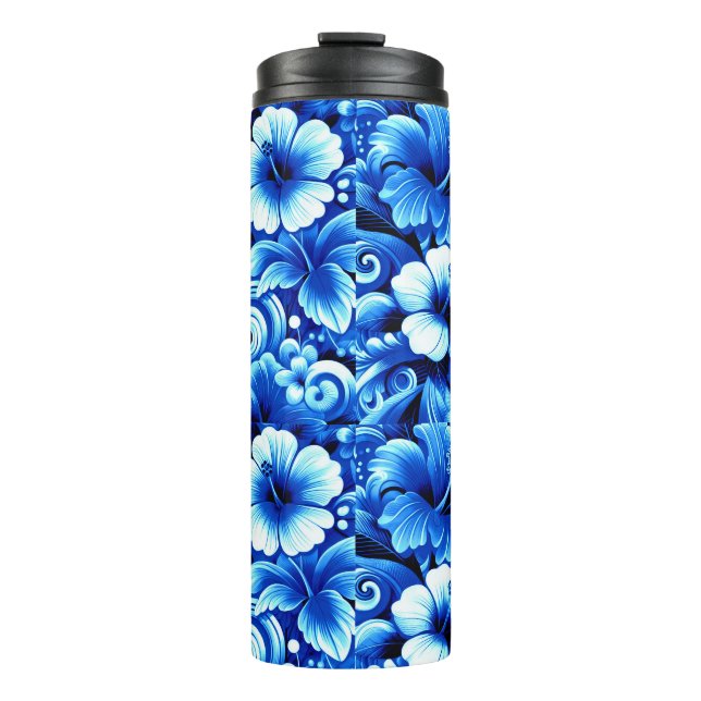 Bouteilles Isothermes Fleurs hawaïennes tropicales Hibiscus Cobalt Bleu (Devant)