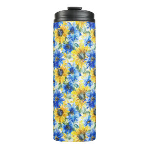 Bouteilles Isothermes Fleurs jaunes bleues