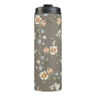 Bouteilles Isothermes fleurs mignonnes avec motif feuille sur fond gris