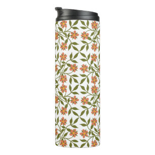 Bouteilles Isothermes Fleurs oranges, motif floral, verdure, Boho