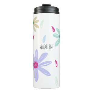 Bouteilles Isothermes Fleurs Pastel Nom Monogramme