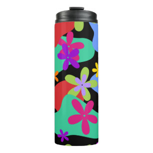 Bouteilles Isothermes Fleurs rétro couleur motif transparente
