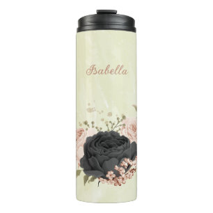 Bouteilles Isothermes fleurs roses blush noir