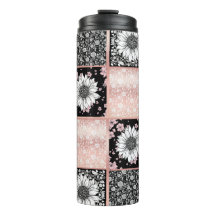 Fleurs roses et noires Motif à cliquet