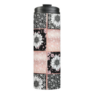 Bouteilles Isothermes Fleurs roses et noires Motif à cliquet