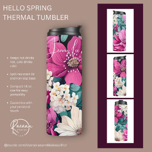 Bouteilles Isothermes Fleurs roses et vertes inspirées du printemps