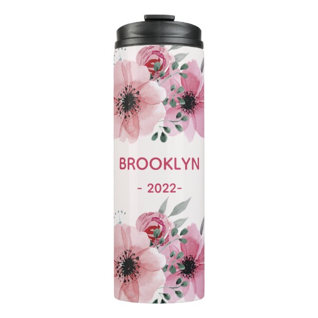 Bouteilles Isothermes Fleurs roses modernes (Devant)