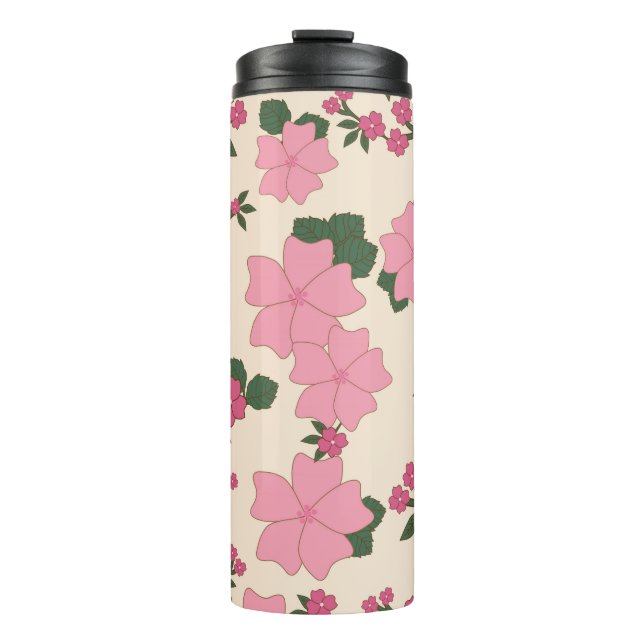 Bouteilles Isothermes Fleurs Roses, Motif Floral, Motif De Fleurs (Devant)